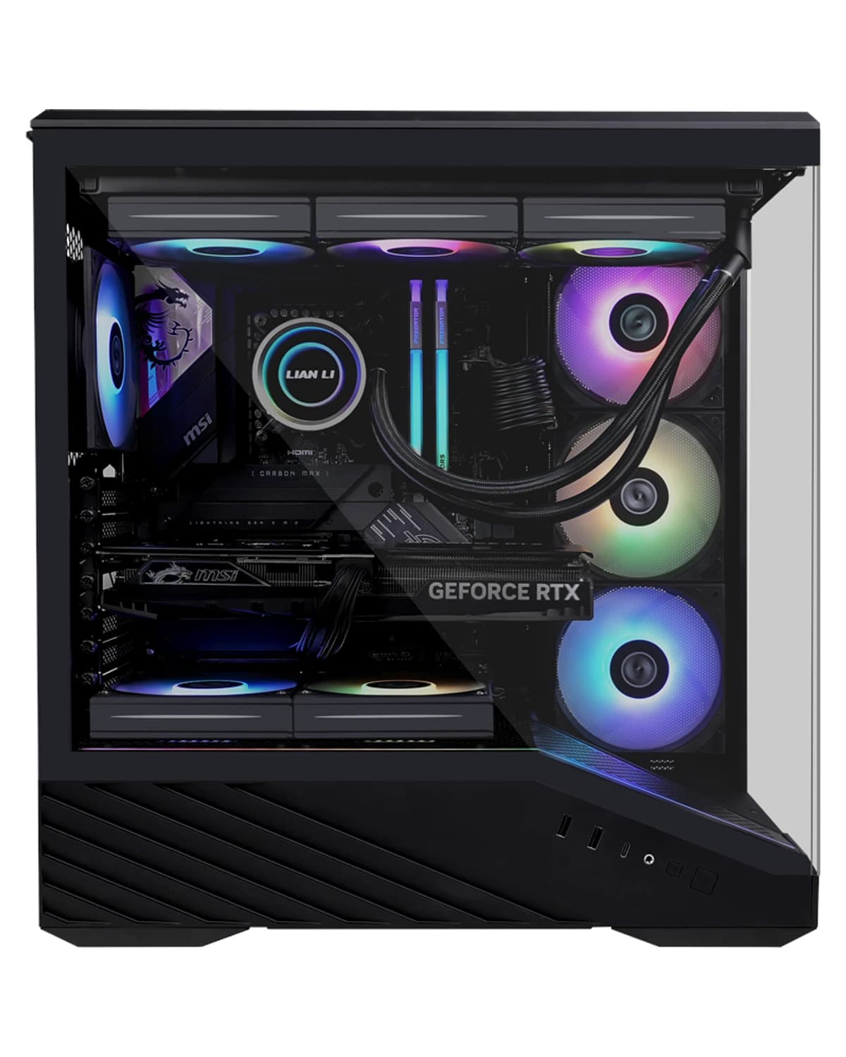 Gamingdator med RTX 5060 och Intel Core Ultra 5 250K Plus och 16 GB DDR5 — frontvy