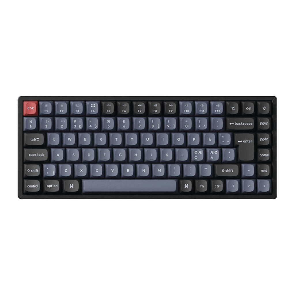 Keychron K2 Pro QMK/VIA Wireless RGB Hot Swap K Pro Red - Gaming Keyboard - Utan numpad - Nordisk - Svart — produktbild