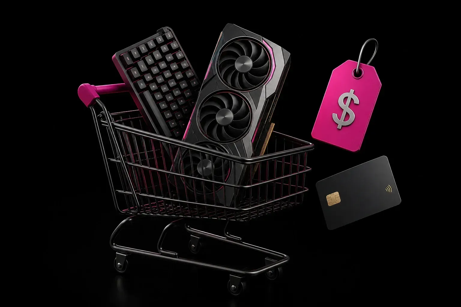 Illustration av varukorg och checkout i Datorhjälp Lerums webbutik