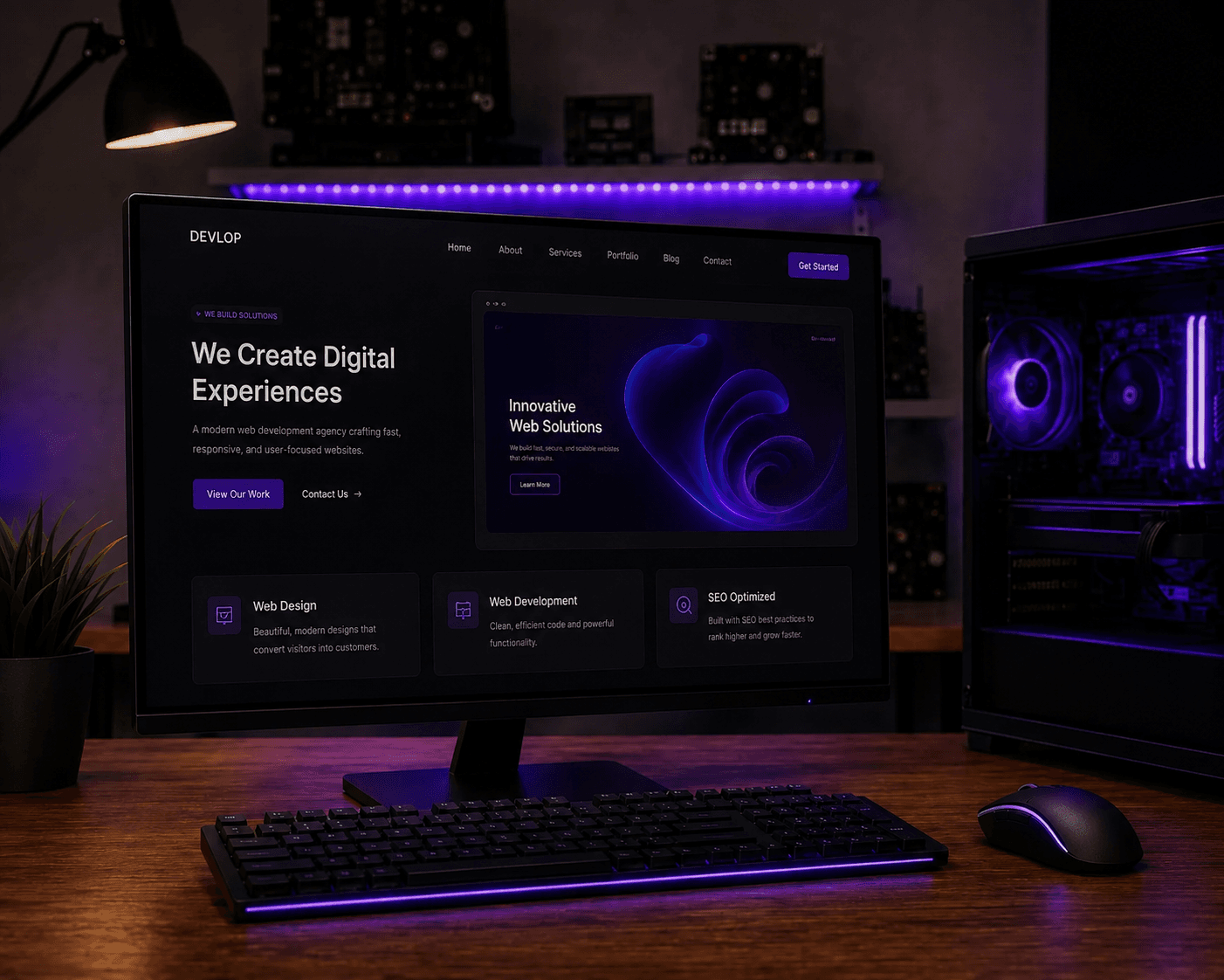 3D-illustration av webbdesign — flytande webbläsarfönster, UI-element och responsiv layout i modern stil för Datorhjälp Lerum — Lerum 3D-illustration av webbdesign — flytande webbläsarfönster, UI-element och responsiv layout i modern stil för Datorhjälp Lerum — Lerum
