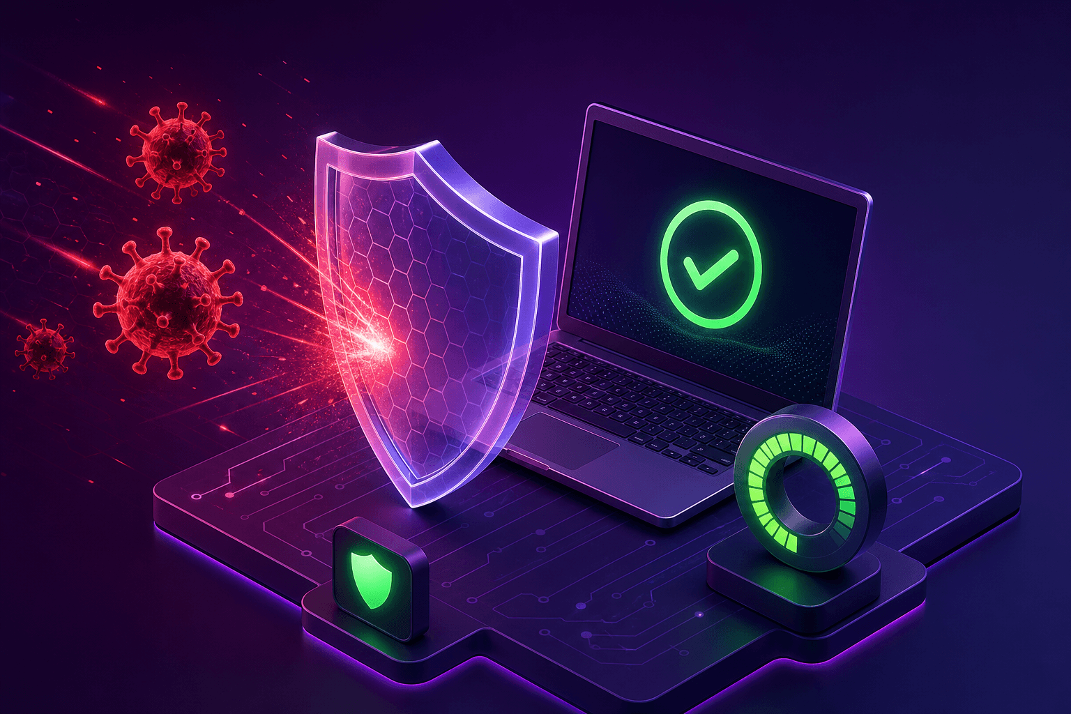 Ilustración 3D de eliminación de virus y malware — escudo de seguridad en Datorhjälp Lerum — Kungälv Ilustración 3D de eliminación de virus y malware — escudo de seguridad en Datorhjälp Lerum — Kungälv