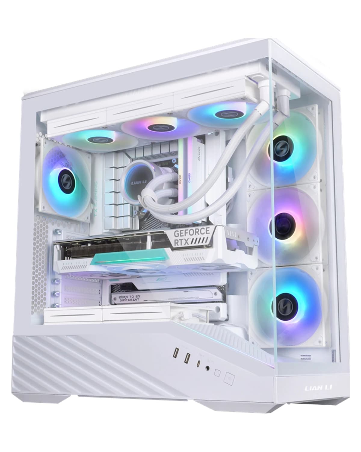 Gamingdator Lian Li V100 vit – RTX 5060 – Ryzen 5 7500F, bild 1