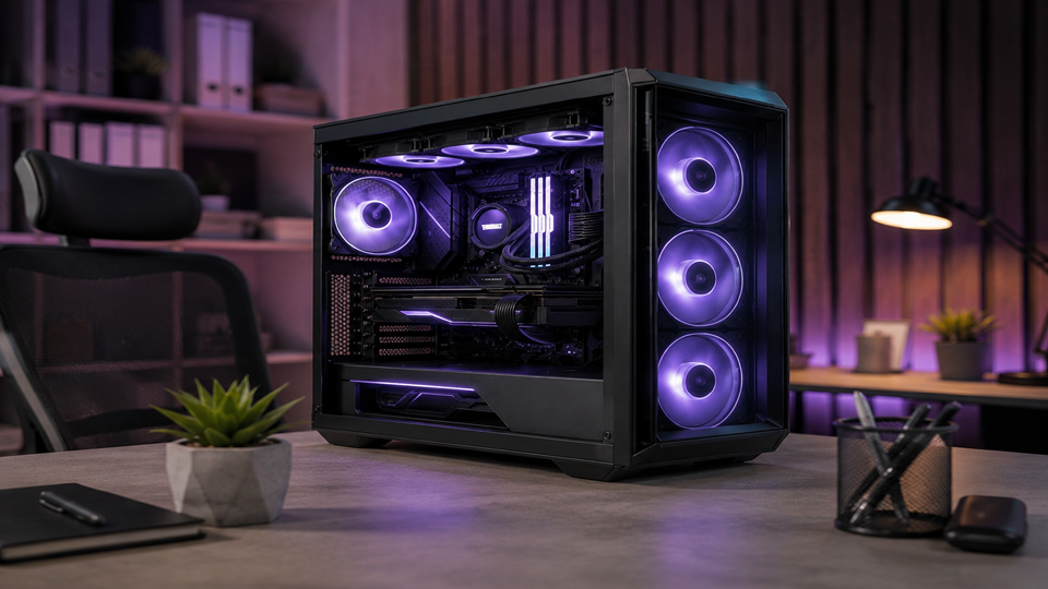 Custom gaming PC with RGB cooling, powerful graphics card and professional cable management — built in Lerum